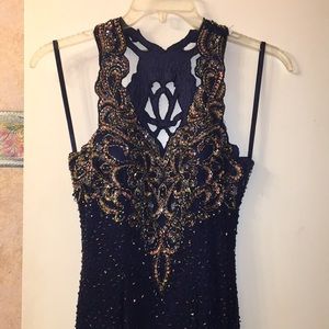 Beaded prom dress with clutch